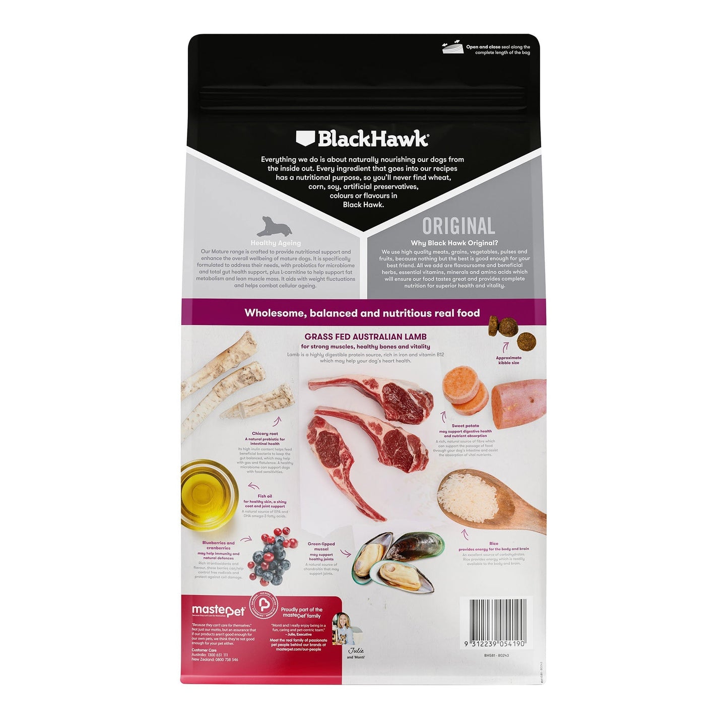 Black Hawk|Original Mature Lamb & Rice Adult Dry Dog Food|Cradle Coast Pet & Aquarium