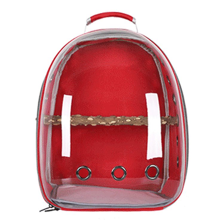 DSZ | Stylish Transparent PVC Pet Carrier Backpack – Red | Cradle Coast Pet & Aquarium