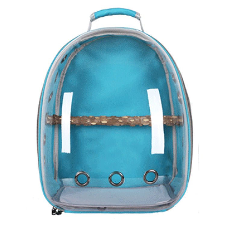 DSZ | Stylish Transparent PVC Pet Carrier Backpack – Teal | Cradle Coast Pet & Aquarium