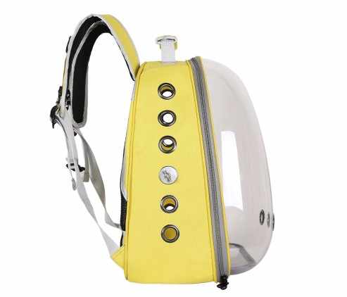 DSZ | Stylish Transparent PVC Pet Carrier Backpack - Yellow | Cradle Coast Pet & Aquarium