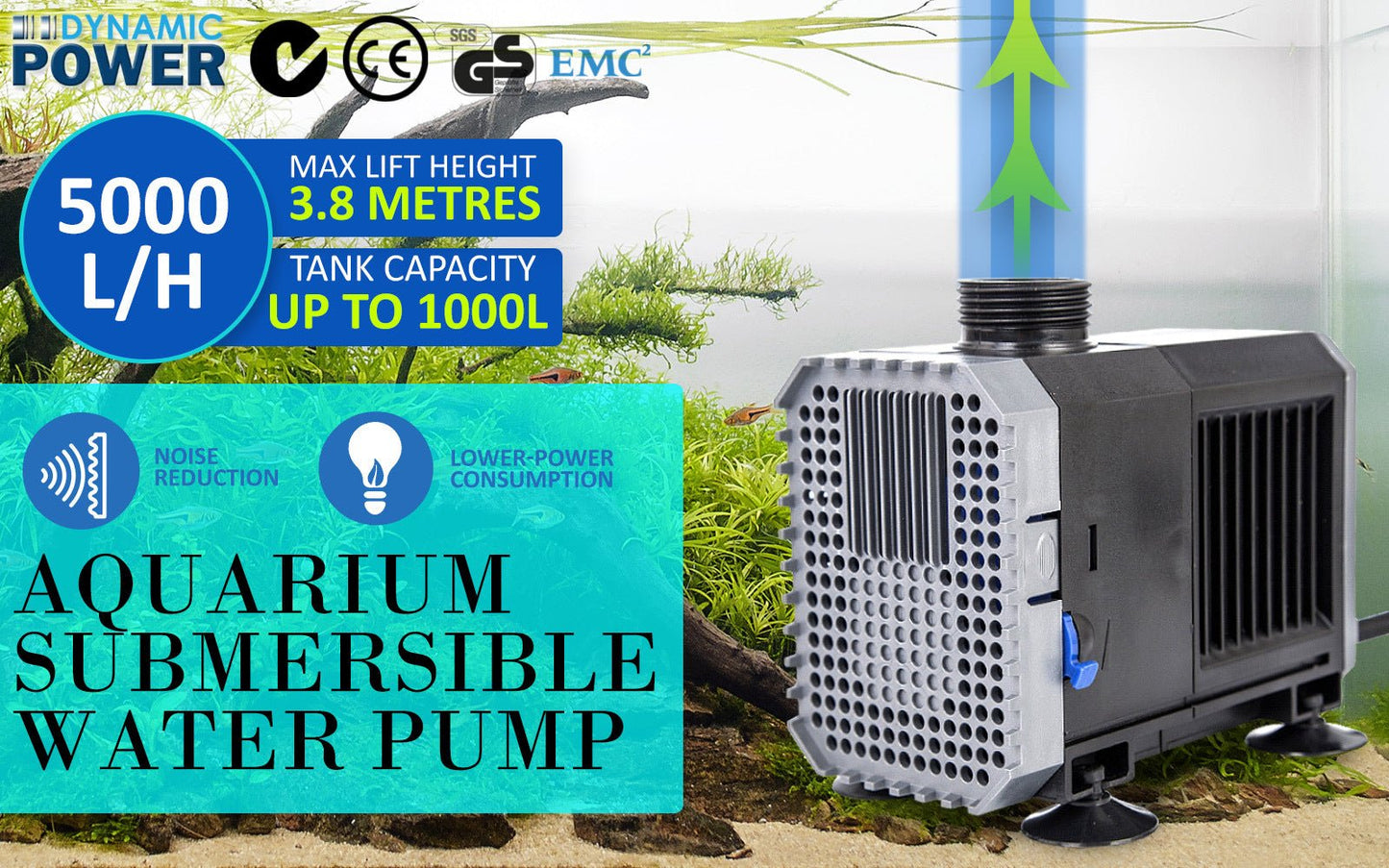 Dynamic Power | Submersible Water Pump 5000L/H | Cradle Coast Pet & Aquarium