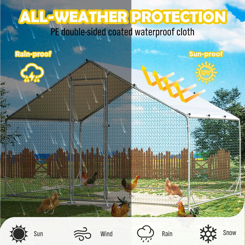 Cradle Coast Pet & Aquarium | VaKa 3x2x1.95m Metal Walk - in Chicken Coop Rabbit Hutch Cage Hen House Chook Au | Cradle Coast Pet & Aquarium