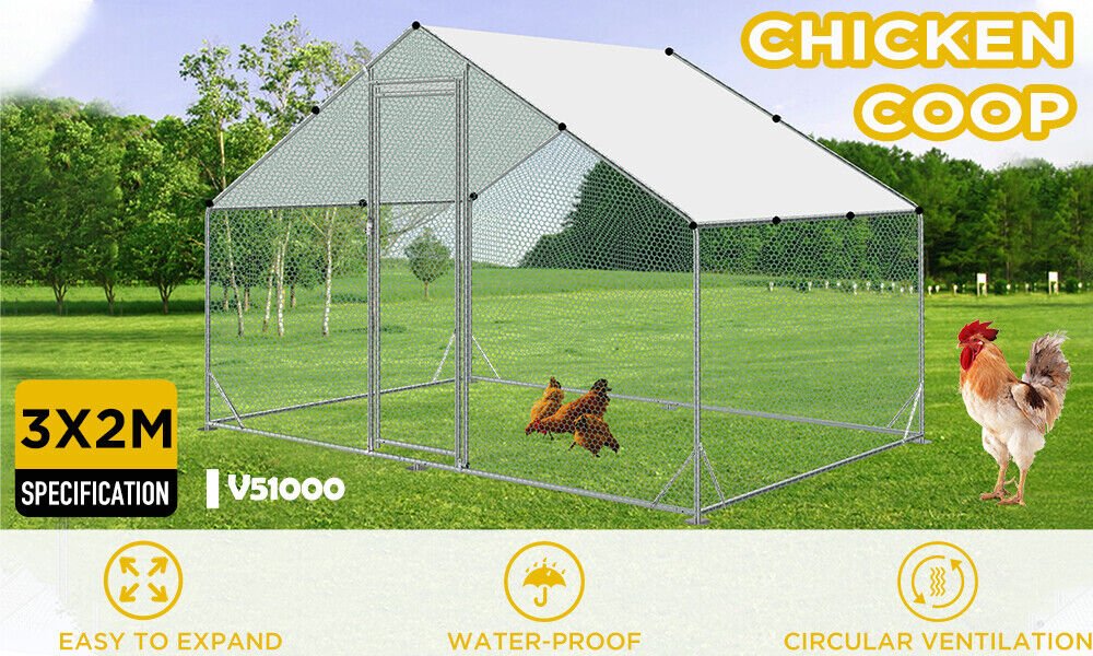 Cradle Coast Pet & Aquarium | VaKa 3x2x1.95m Metal Walk - in Chicken Coop Rabbit Hutch Cage Hen House Chook Au | Cradle Coast Pet & Aquarium