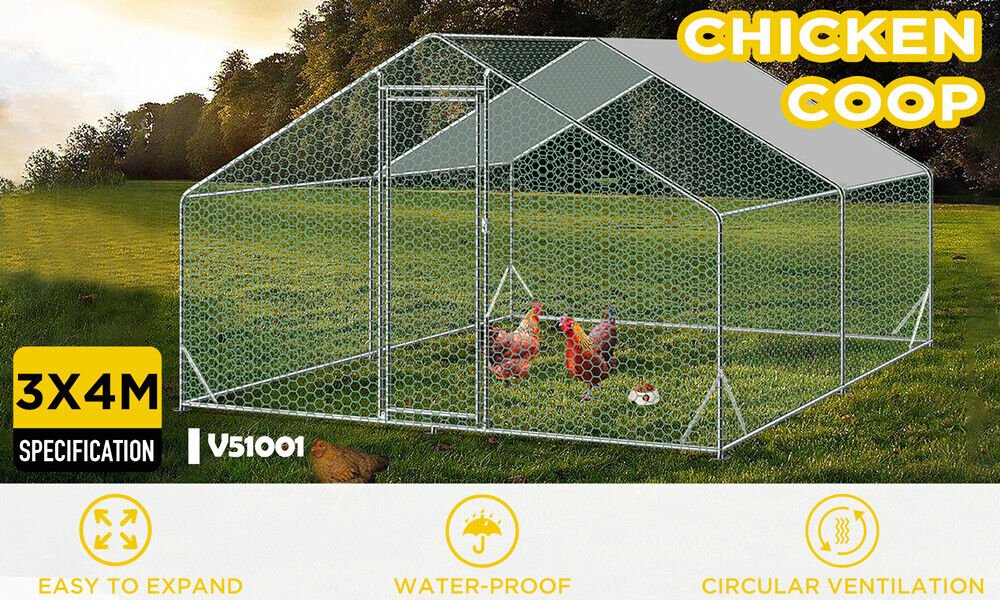 Cradle Coast Pet & Aquarium | VaKa 3x4x1.95m Metal Walk - in Chicken Coop Rabbit Hutch Cage Hen House Chook Au | Cradle Coast Pet & Aquarium