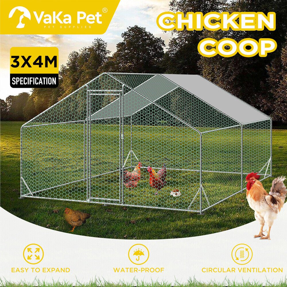Cradle Coast Pet & Aquarium | VaKa 3x4x1.95m Metal Walk - in Chicken Coop Rabbit Hutch Cage Hen House Chook Au | Cradle Coast Pet & Aquarium