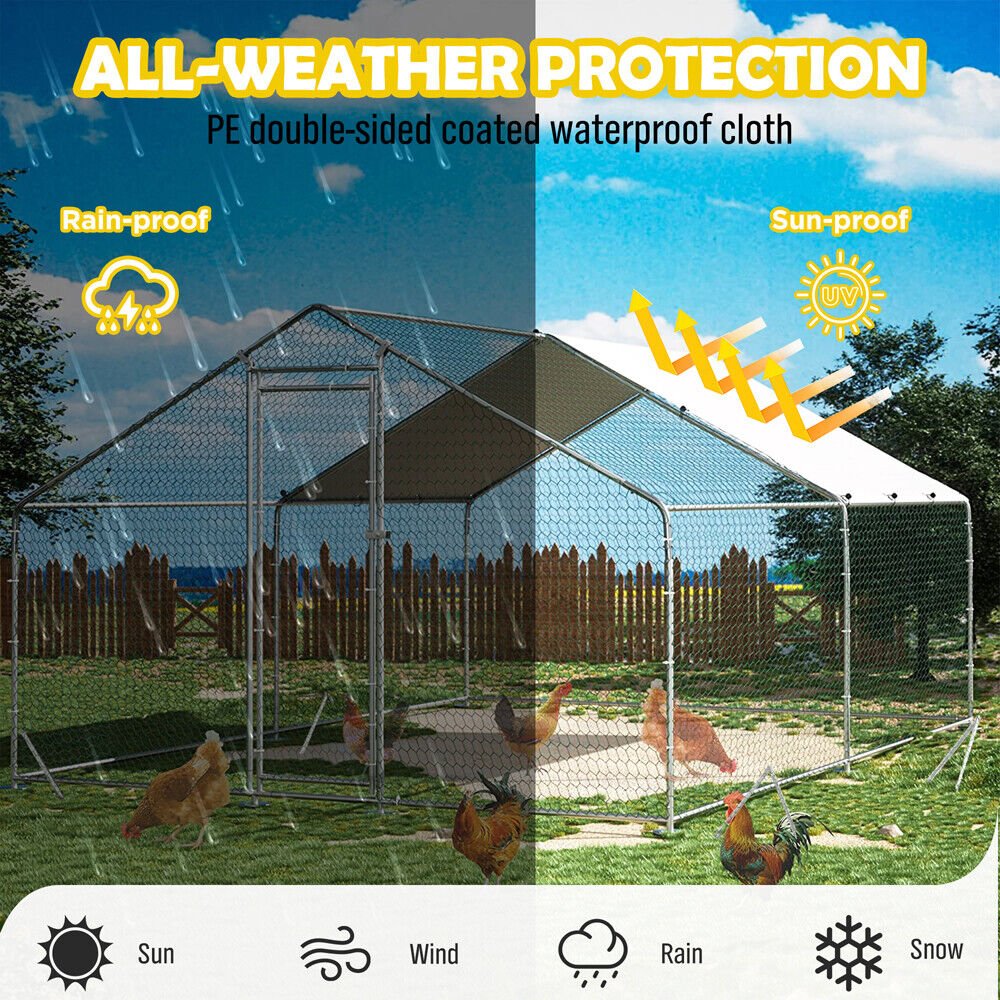 Cradle Coast Pet & Aquarium | VaKa 3x4x1.95m Metal Walk - in Chicken Coop Rabbit Hutch Cage Hen House Chook Au | Cradle Coast Pet & Aquarium