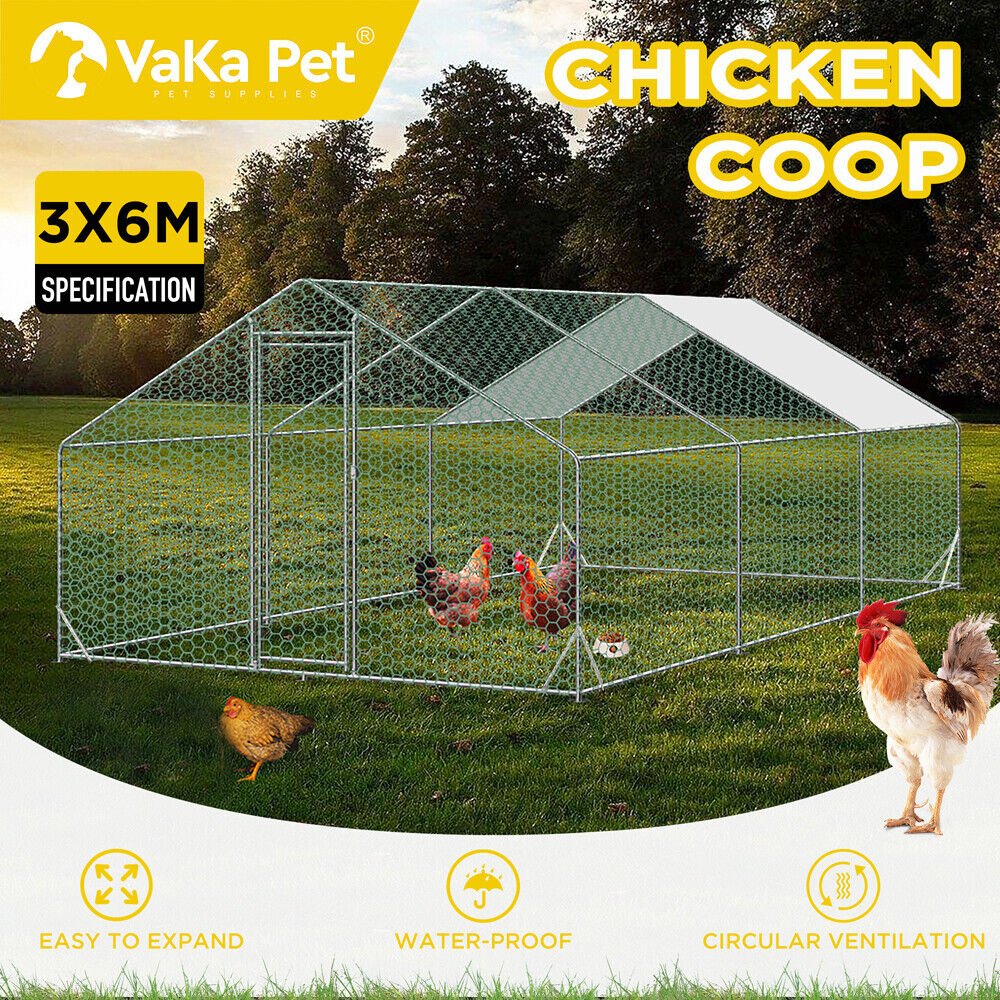 Cradle Coast Pet & Aquarium | VaKa 3x6x1.95m Metal Walk - in Chicken Coop Rabbit Hutch Cage Hen House Chook Au | Cradle Coast Pet & Aquarium