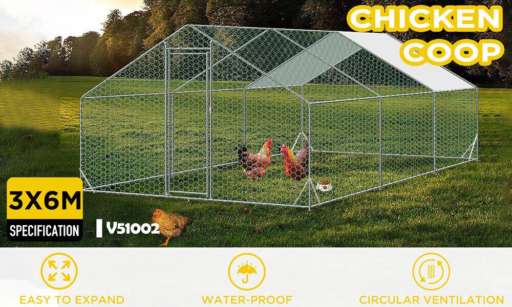 Cradle Coast Pet & Aquarium | VaKa 3x6x1.95m Metal Walk - in Chicken Coop Rabbit Hutch Cage Hen House Chook Au | Cradle Coast Pet & Aquarium
