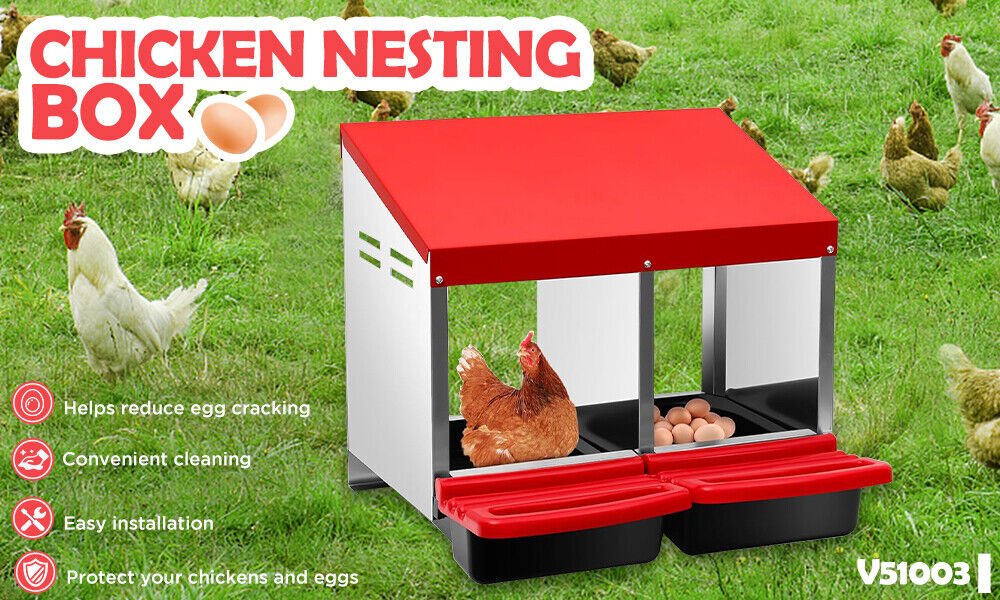 Cradle Coast Pet & Aquarium | VaKa Chicken Hen Coop Hutch 2 Hole Inside Outside Roll Away Lay Egg Nesting Box | Cradle Coast Pet & Aquarium