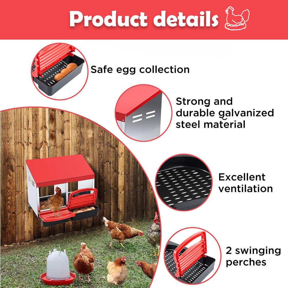 Cradle Coast Pet & Aquarium | VaKa Chicken Hen Coop Hutch 2 Hole Inside Outside Roll Away Lay Egg Nesting Box | Cradle Coast Pet & Aquarium