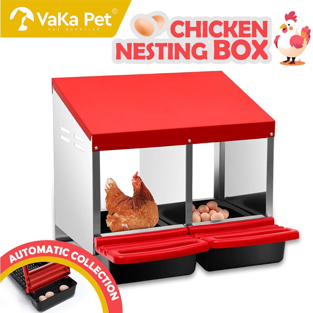 Cradle Coast Pet & Aquarium | VaKa Chicken Hen Coop Hutch 2 Hole Inside Outside Roll Away Lay Egg Nesting Box | Cradle Coast Pet & Aquarium