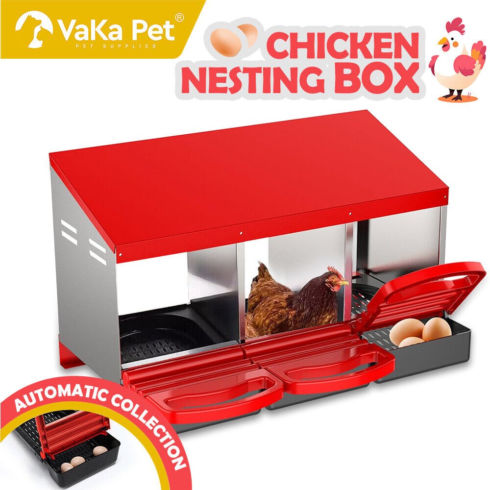 Cradle Coast Pet & Aquarium | VaKa Chicken Hen Coop Hutch 3 Hole Inside Outside Roll Away Lay Egg Nesting Box | Cradle Coast Pet & Aquarium