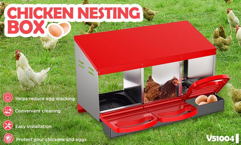 Cradle Coast Pet & Aquarium | VaKa Chicken Hen Coop Hutch 3 Hole Inside Outside Roll Away Lay Egg Nesting Box | Cradle Coast Pet & Aquarium