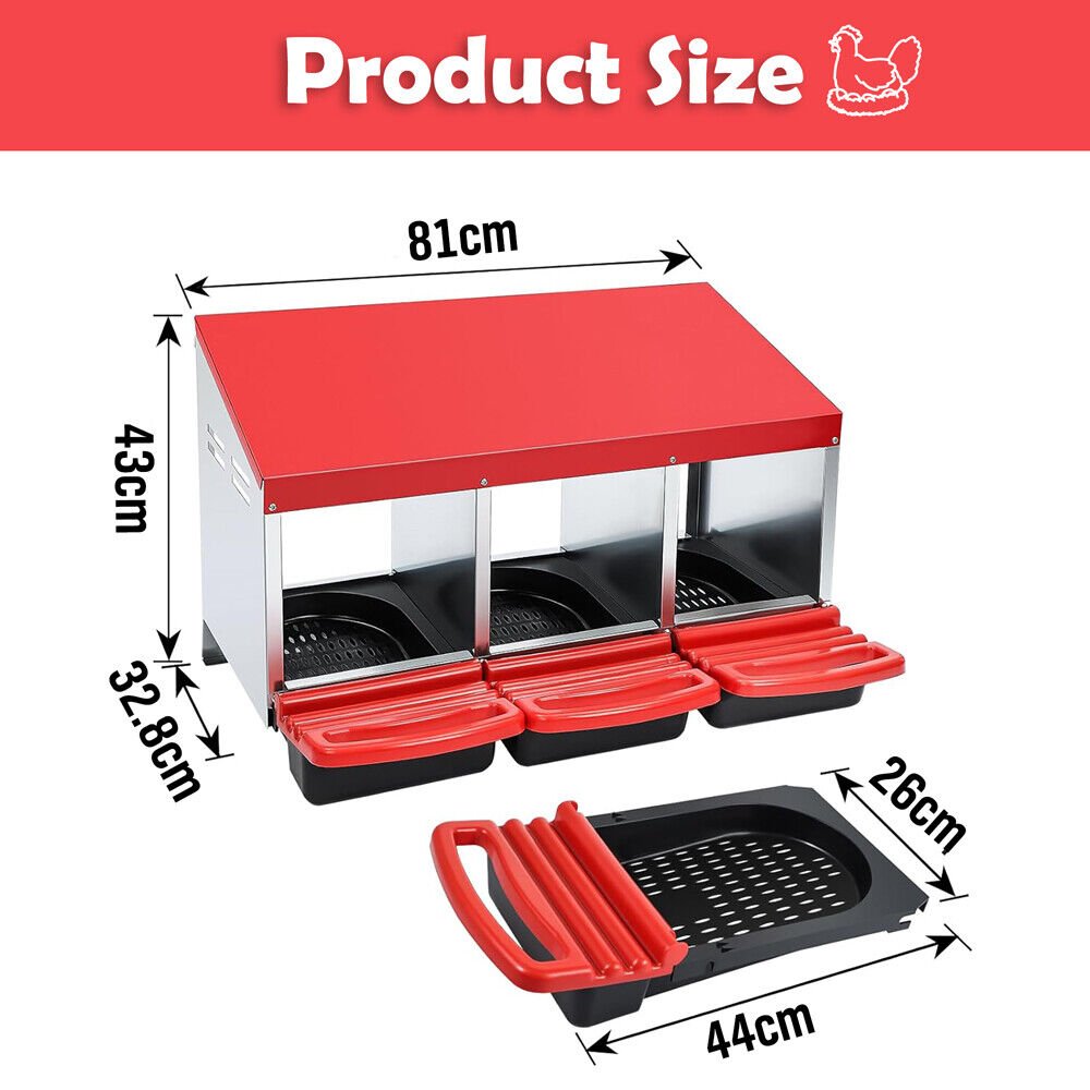 Cradle Coast Pet & Aquarium | VaKa Chicken Hen Coop Hutch 3 Hole Inside Outside Roll Away Lay Egg Nesting Box | Cradle Coast Pet & Aquarium