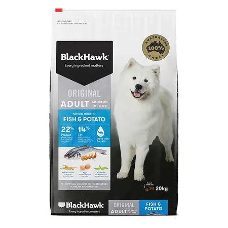 black hawk adult fish & potato dry dog food