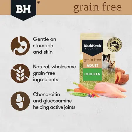 black hawk adult grain free chicken dry dog food