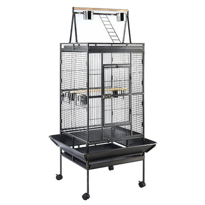 YES4PETS | 174cm Wrought Iron Bird Cage with Play Top & Accessories on Wheels | Cradle Coast Pet & Aquarium