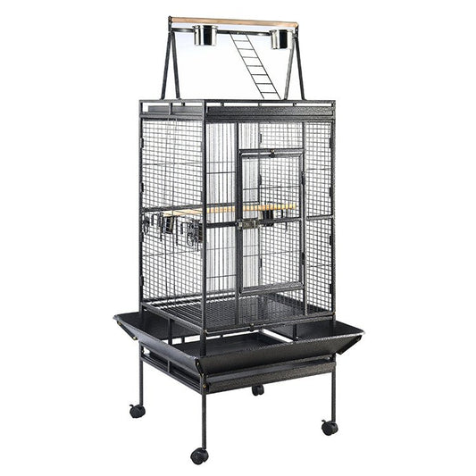 YES4PETS | 174cm Wrought Iron Bird Cage with Play Top & Accessories on Wheels | Cradle Coast Pet & Aquarium