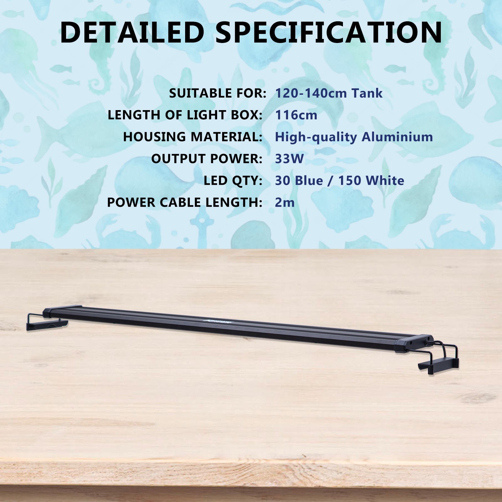 Dynamic Power | 27W Aquarium Blue White LED Light for Tank 95 - 115cm | Cradle Coast Pet & Aquarium