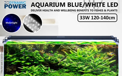 Dynamic Power | 33W Aquarium Blue White LED Light for Tank 120 - 140cm | Cradle Coast Pet & Aquarium