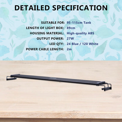 Dynamic Power | 33W Aquarium Blue White LED Light for Tank 120 - 140cm | Cradle Coast Pet & Aquarium