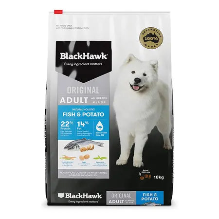 black hawk adult fish & potato dry dog food