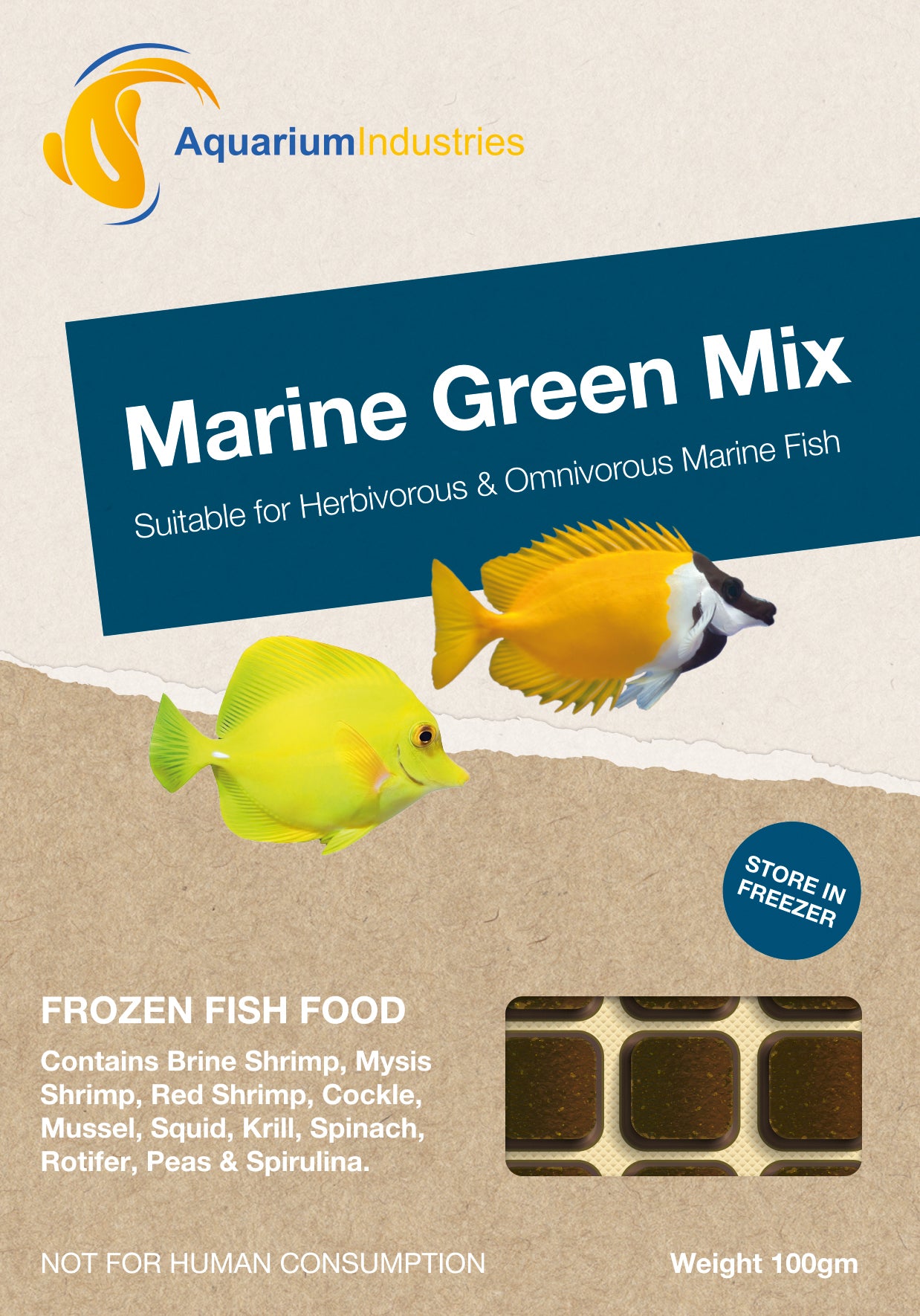 ai frozen marine green mix - 100g blister pack - cradle coast pet & aquarium