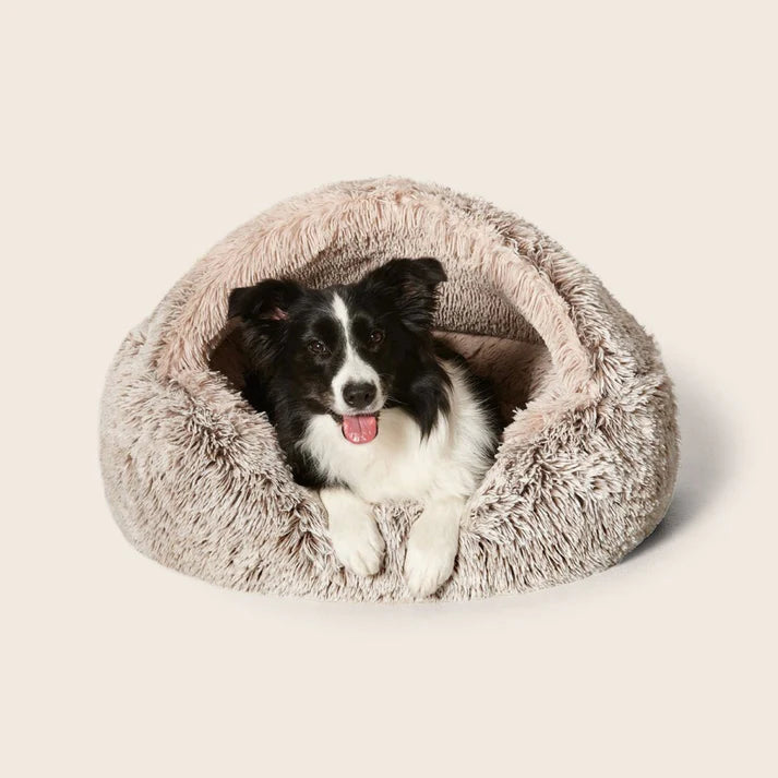 calming hoodie cuddler dog bed - mink - cradle coast pet & aquarium