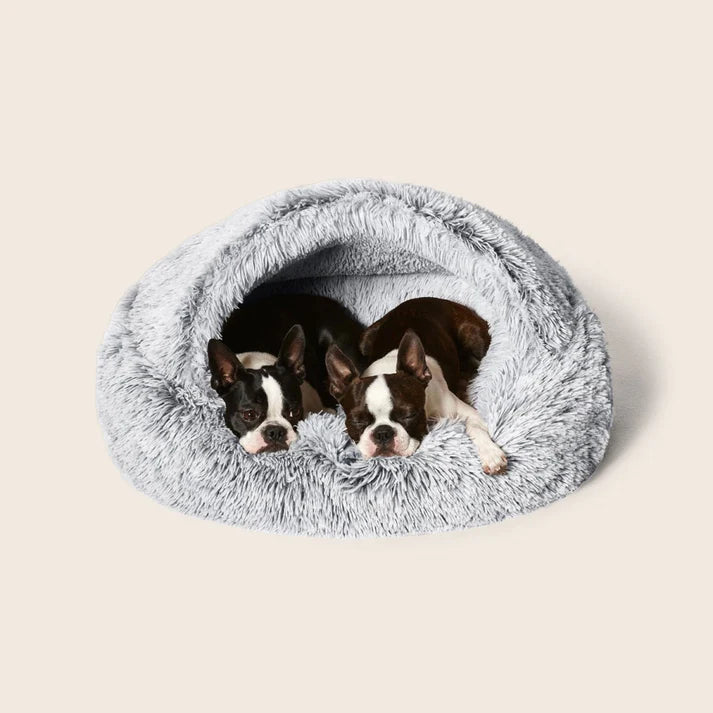 calming hoodie cuddler dog bed - silver fox - cradle coast pet & aquarium