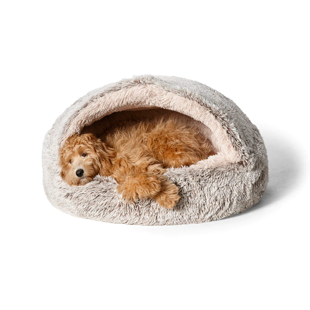 calming hoodie cuddler dog bed - mink - cradle coast pet & aquarium