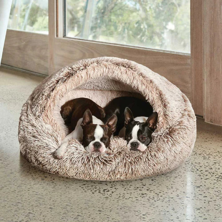 calming hoodie cuddler dog bed - mink - cradle coast pet & aquarium