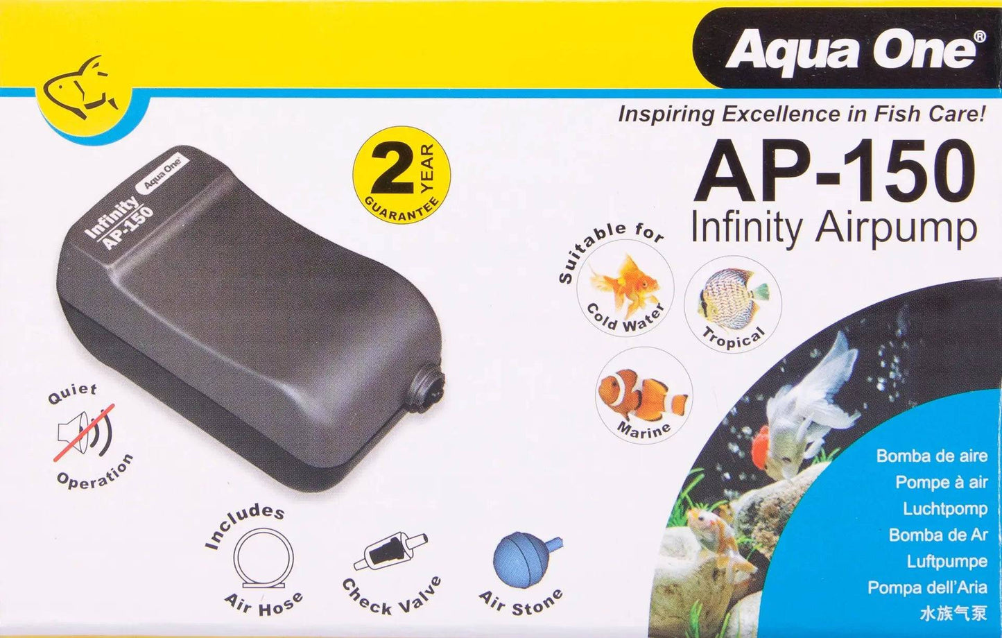 aqua one ap150 infinity air pump single 100l/hr - cradle coast pet & aquarium