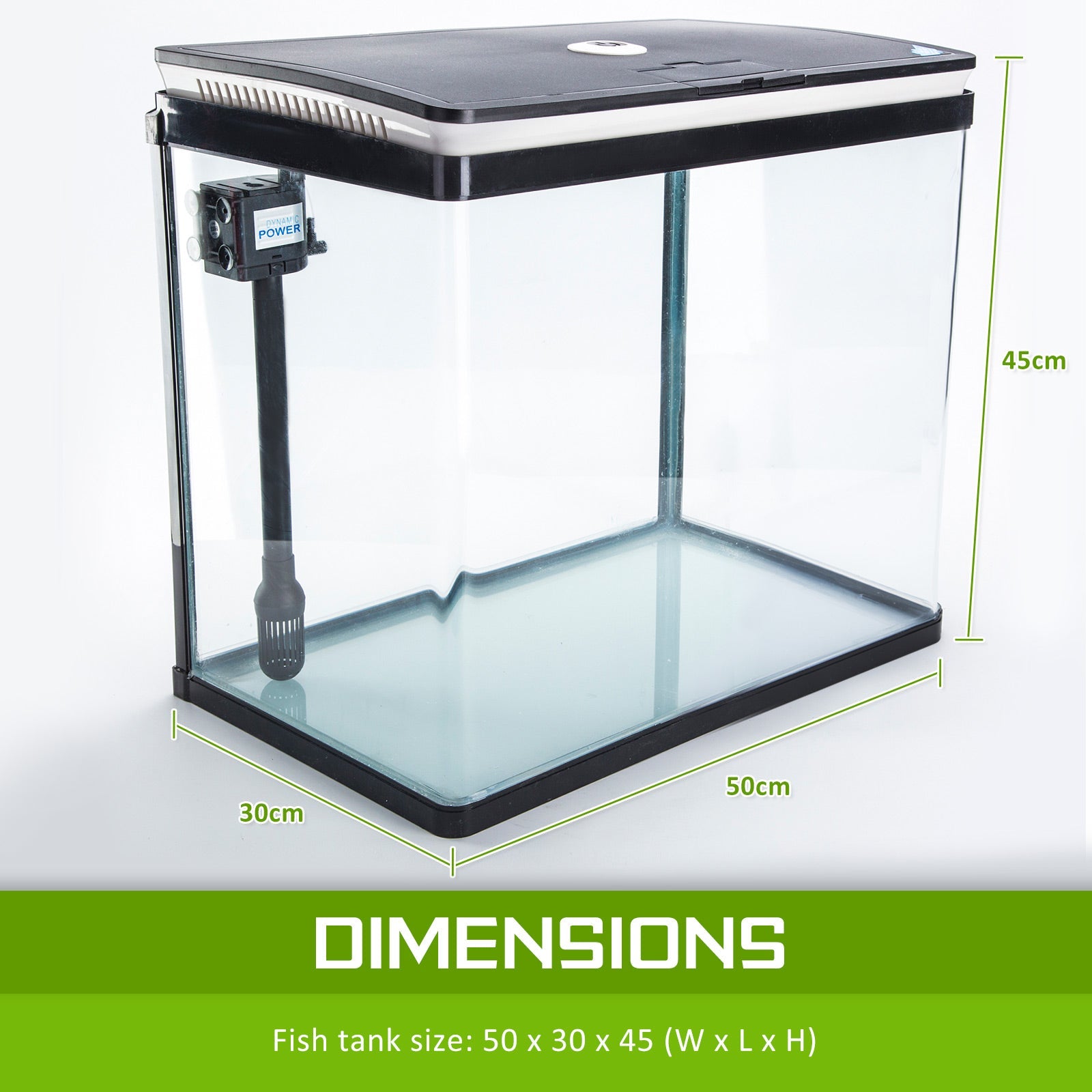 Dynamic Power | Aquarium Curved Glass RGB LED Fish Tank Set Filter Pump 52L | Cradle Coast Pet & Aquarium