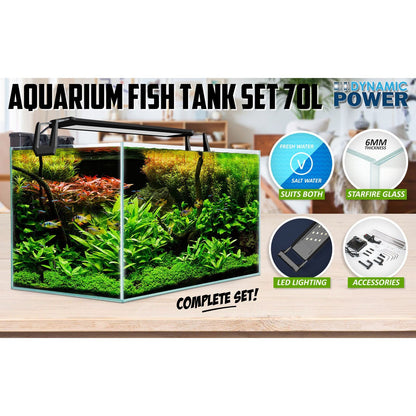 Dynamic Power | Aquarium Starfire Glass Fish Tank Set Filter Pump 70L | Cradle Coast Pet & Aquarium