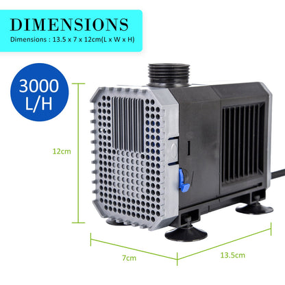 Dynamic Power | Aquarium Submersible Pond Water Pump 3000L/H 55W 3m | Cradle Coast Pet & Aquarium