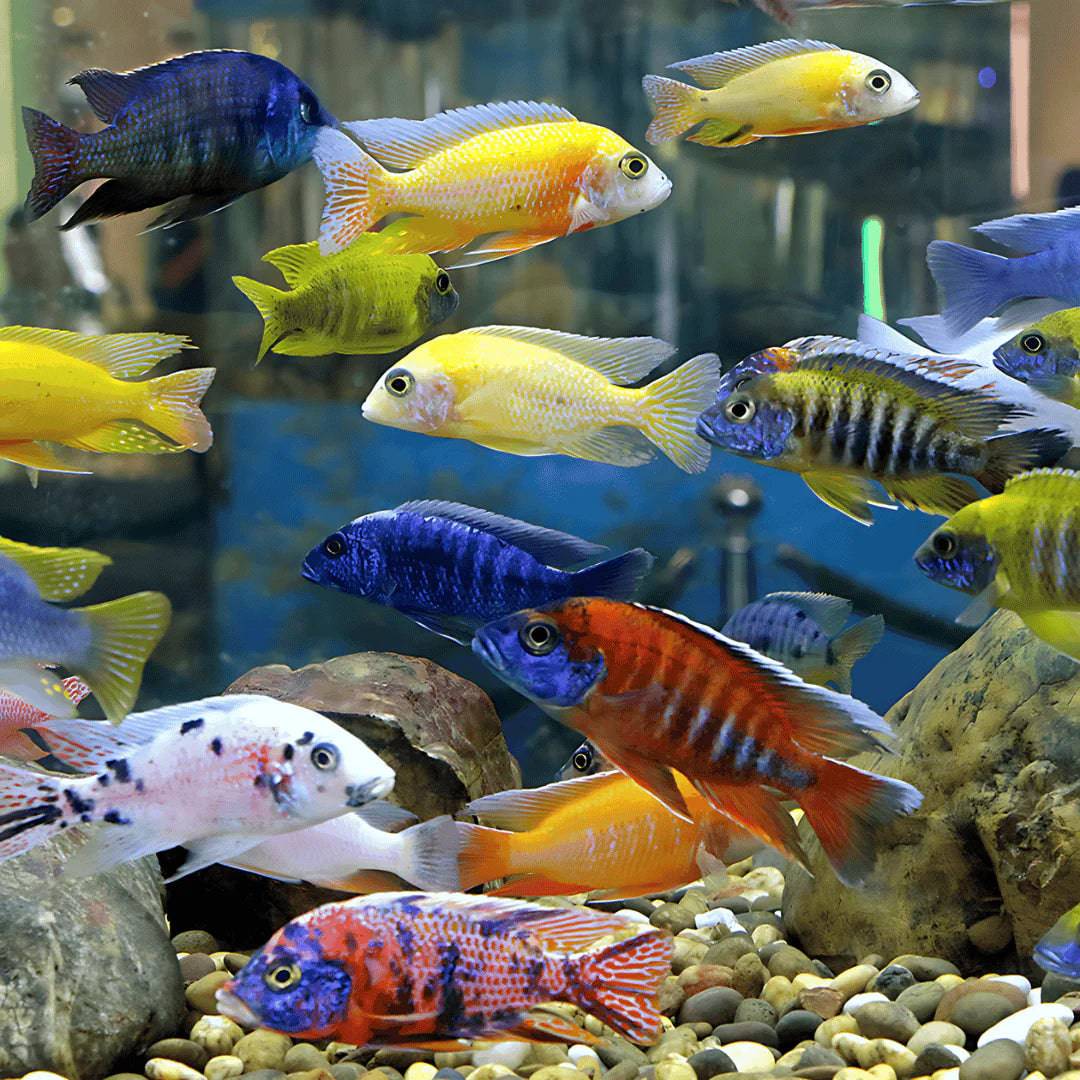 assorted peacock cichlid - aulonocara sp. - cradle coast pet & aquarium