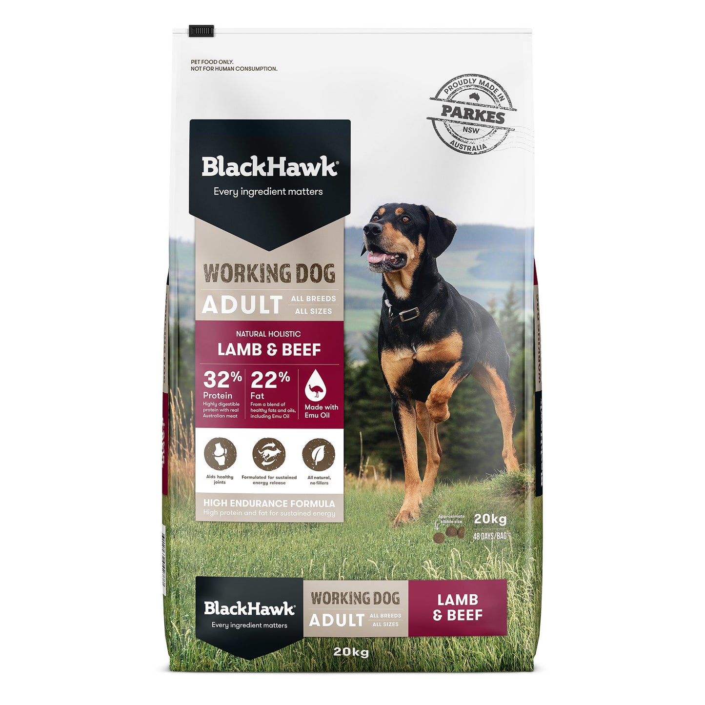 black hawk working dog lamb dry dog food