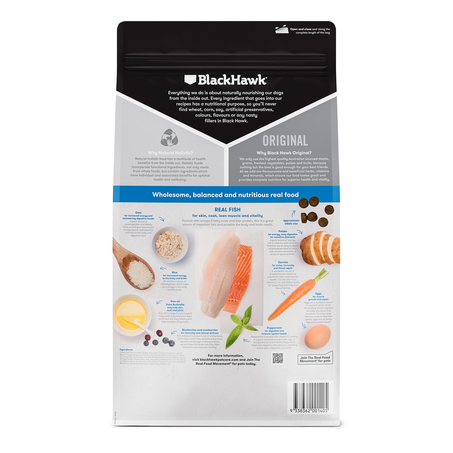 black hawk adult fish & potato dry dog food