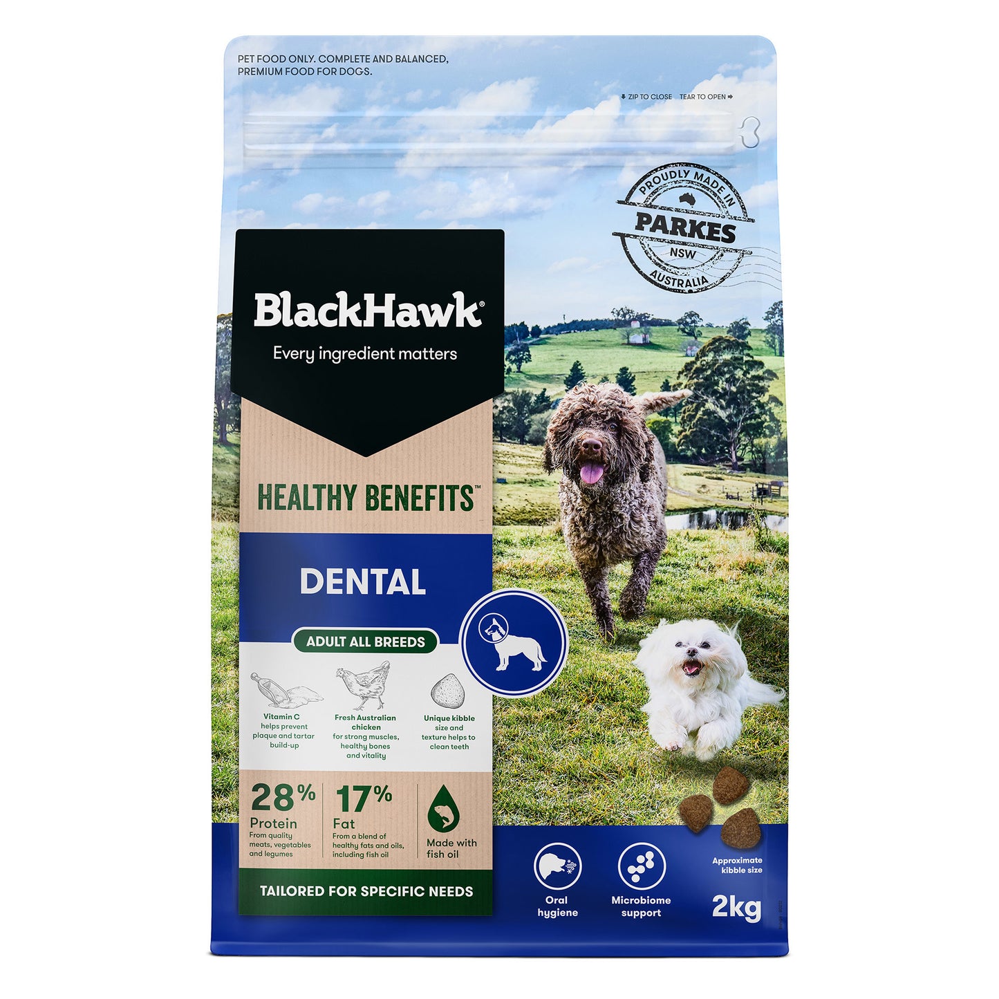 black hawk adult healthy benefits dental dry dog food