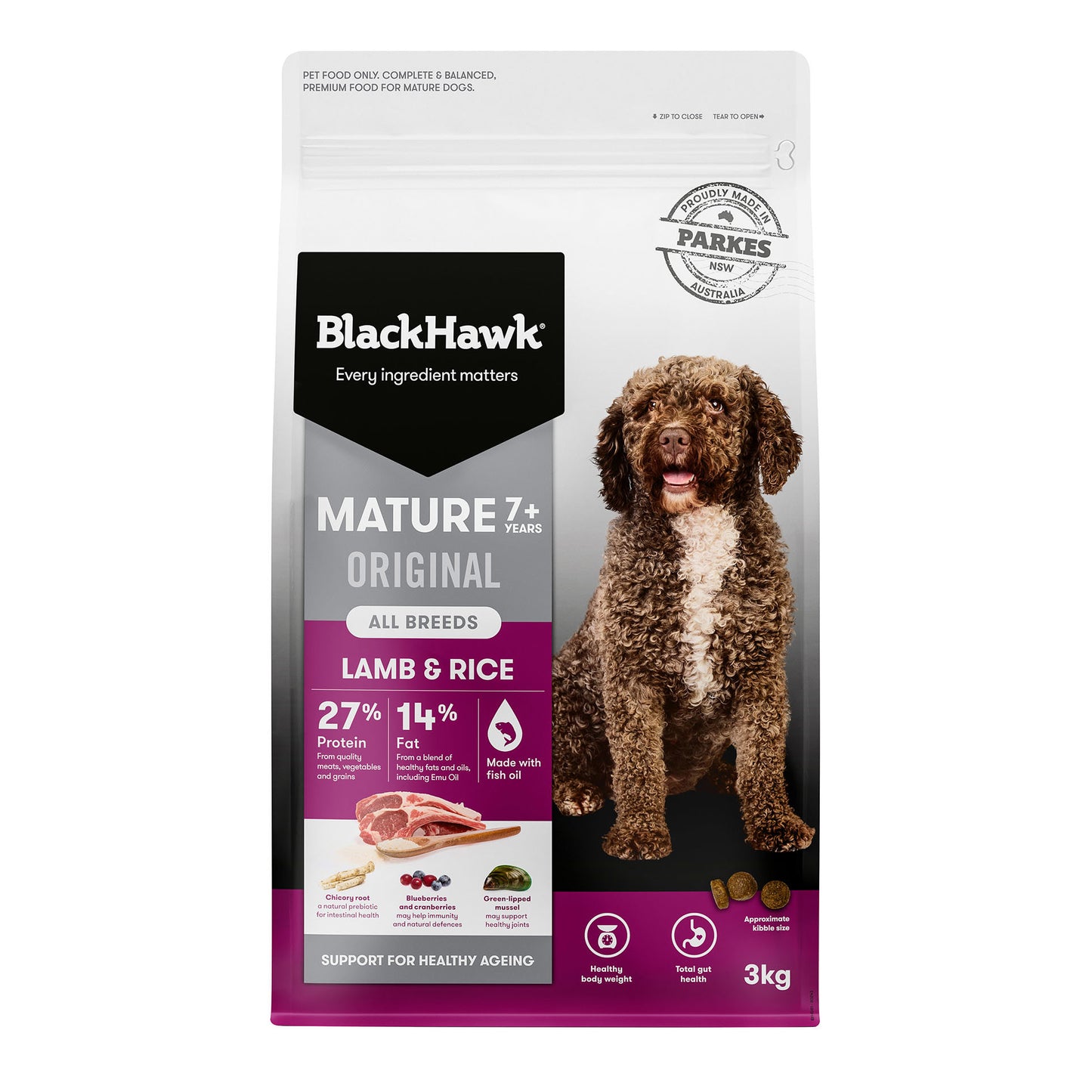 black hawk mature 7+ lamb dry dog food