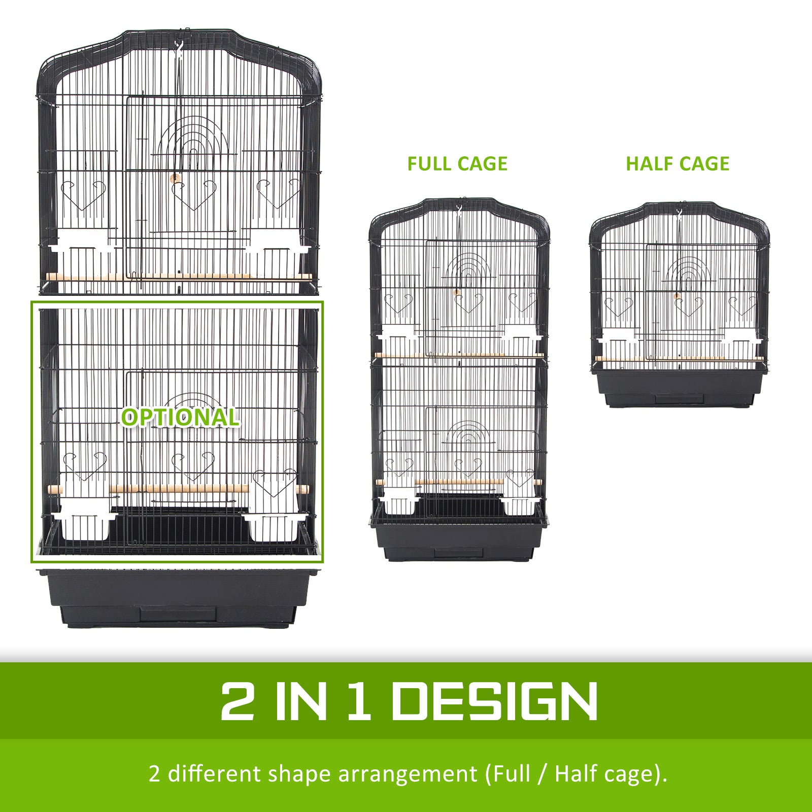 Paw Mate | Bird Cage Parrot Aviary 2IN1 Design VEER 92cm | Cradle Coast Pet & Aquarium