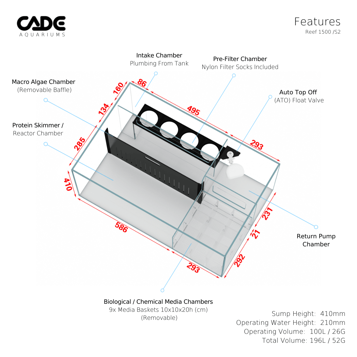 cade pro reef s2 1500 - cradle coast pet & aquarium