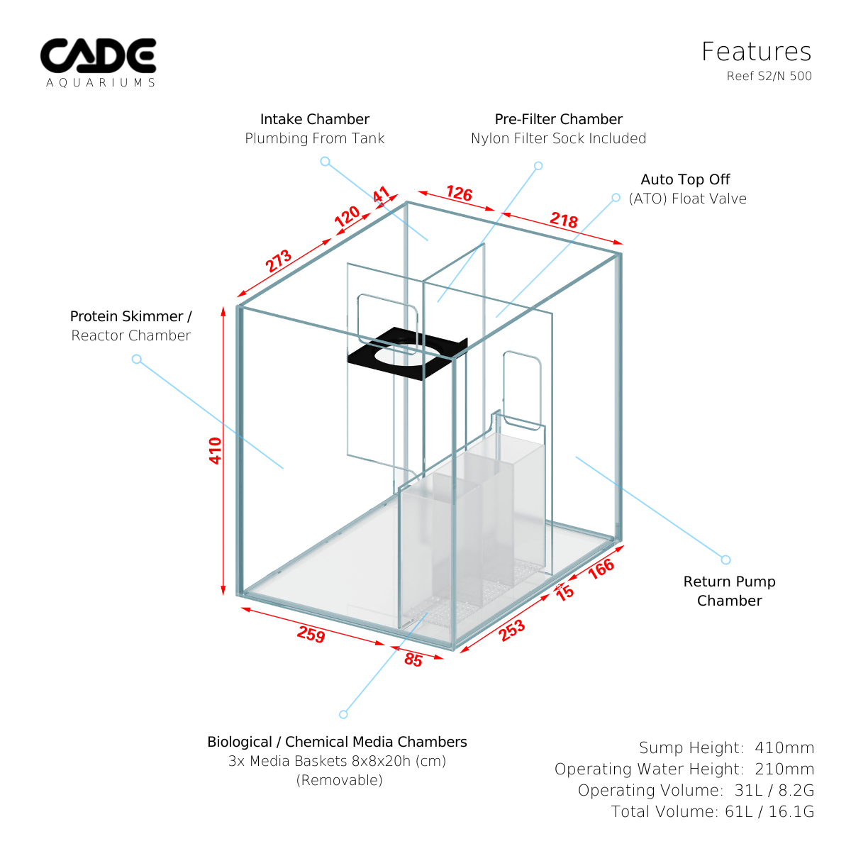 cade reef s2/n 500 - cradle coast pet & aquarium