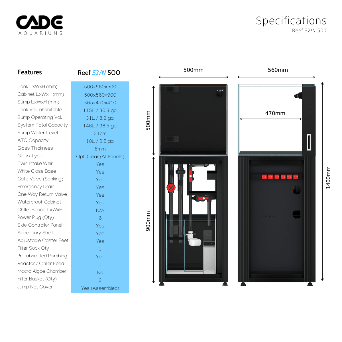 cade reef s2/n 500 - cradle coast pet & aquarium