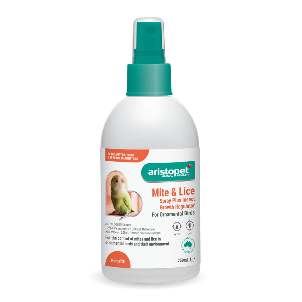 aristopet mite & lice spray for ornamental birds - cradle coast pet & aquarium