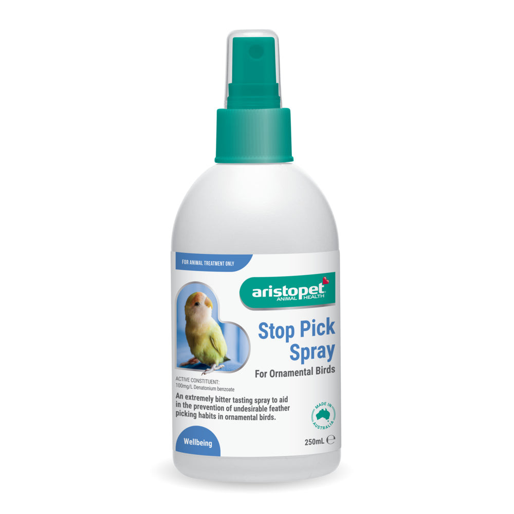 aristopet stop pick spray for birds - cradle coast pet & aquarium