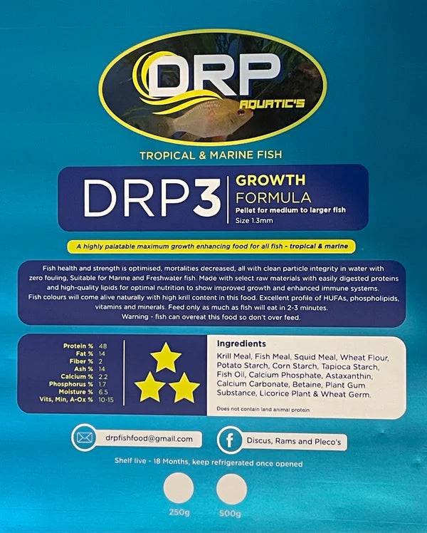 drp 3 fish food - growth formula - cradle coast pet & aquarium