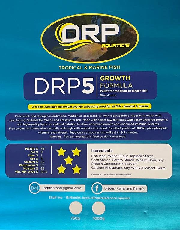 drp 5 fish food - growth formula - cradle coast pet & aquarium