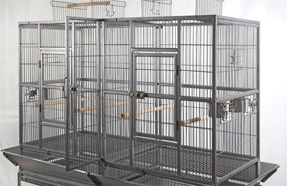 YES4PETS | Heavy - Duty Double Wrought Iron Bird Cage with Divider | Cradle Coast Pet & Aquarium