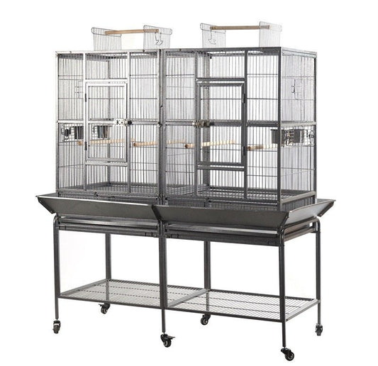 YES4PETS | Heavy - Duty Double Wrought Iron Bird Cage with Divider | Cradle Coast Pet & Aquarium